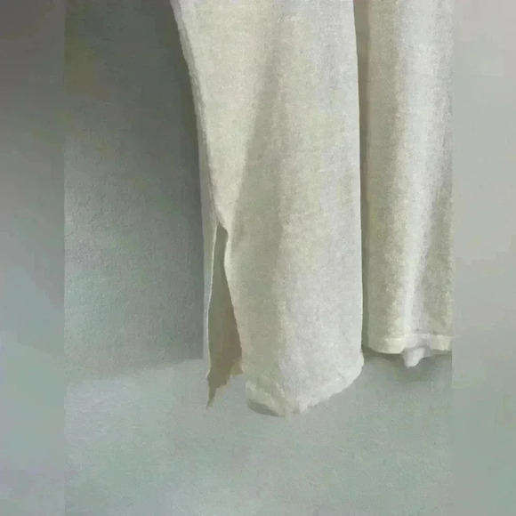 Base Milano Italy Lino Flax/Cotton Blend Long Sleeve Cream Top Women's 42 NWT - Picture 3 of 11